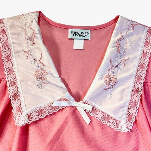 ‘Improved Living’ Vintage Pink Coquette Girl Pull-Over Night Gown Size Small - Picture 2 of 9